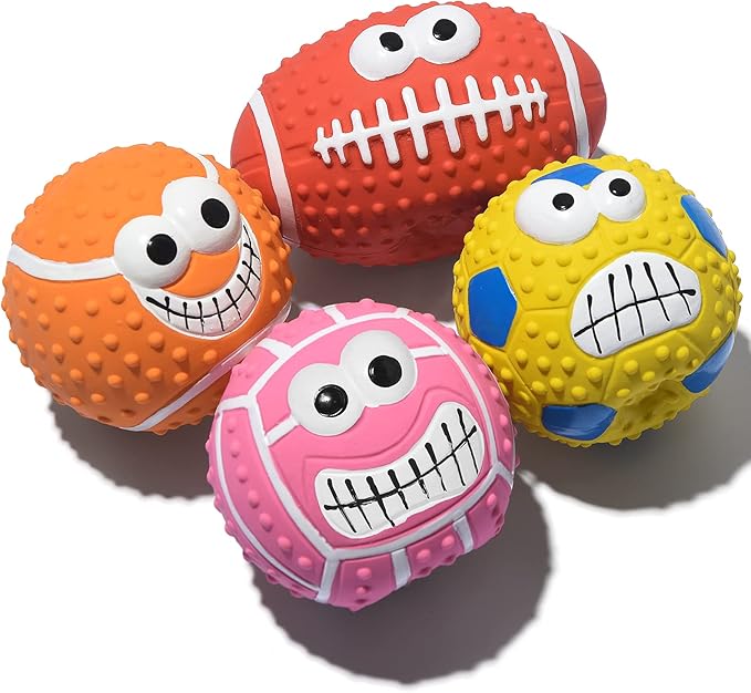 Squeaky Rubber Dog Balls Set, Durable Chew Toys for Small & Medium Dogs, Interactive Pet Fetch Toy with Textured Surface