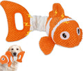 Interactive Fish Shape Dog Chew Toy Set, Durable Plush Rope Tug Toys for Small & Medium Dogs, Squeaky Training Pet Toy