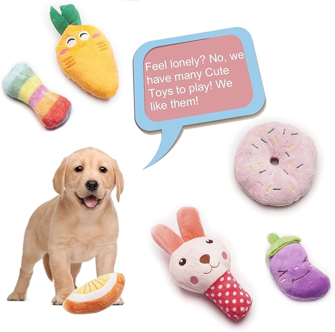 Interactive Plush Dog Toy Set, Squeaky Pet Chew Toys for Small & Medium Dogs, Multi-Shape Puppy Play Pack