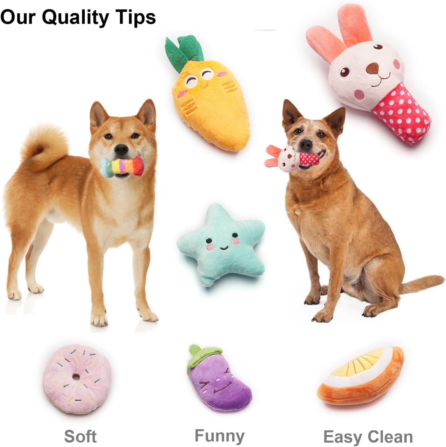 Interactive Plush Dog Toy Set, Squeaky Pet Chew Toys for Small & Medium Dogs, Multi-Shape Puppy Play Pack